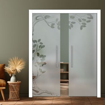 Double Pocket Sliding Glass Door with Frosted Design PSGD-0893