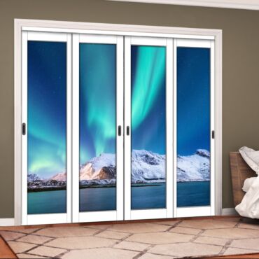 4 Leaf Handcrafted Bypass Sliding Closet Door Digital Printing HSSB- 2073