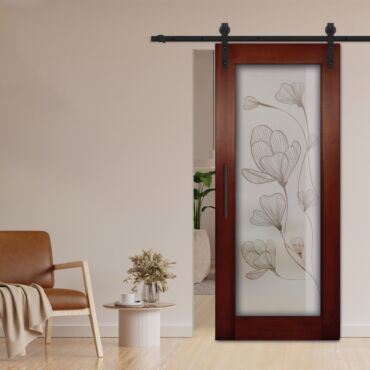 1 Lite Sliding Barn Door with Glass Insert WGD - 1317