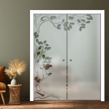 Double Pocket Sliding Glass Door with Frosted Design PSGD-0893