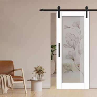 1 Lite Sliding Barn Door with Glass Insert WGD - 1317