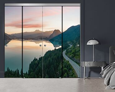 4 Panel Frameless Closet Glass Sliding Bypass Door With Digital Printing FSG4 - 2195