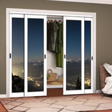 4 Leaf Handcrafted Bypass Sliding Closet Door Digital Printing HSSB- 2074