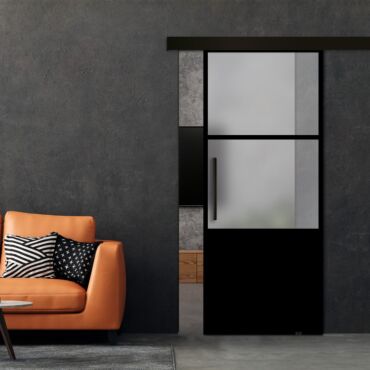 Frameless Sliding Barn Door Industrial Style with Black Hardware (Complete Kit) FSBDI-1403