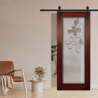 1 Lite Sliding Barn Door with Glass Insert WGD - 1318