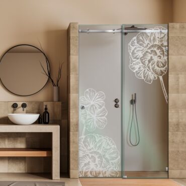 Frameless Sliding Glass Shower Door with Frosted Design FSGS - 0319