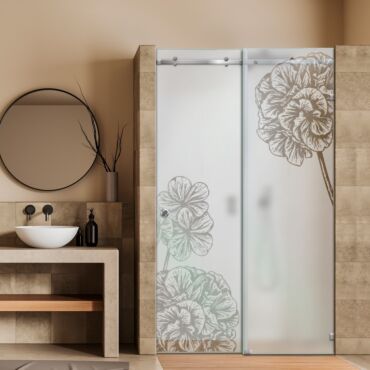 Frameless Sliding Glass Shower Door with Frosted Design FSGS - 0319