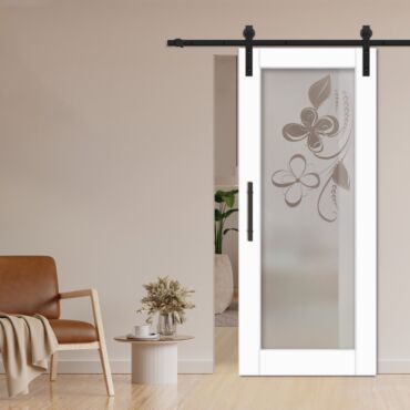 1 Lite Sliding Barn Door with Glass Insert WGD - 1318