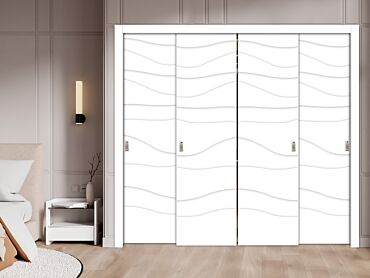 4 Leaf Bypass Sliding Closet Door With Modern Engraved Design 4SCD - 2248
