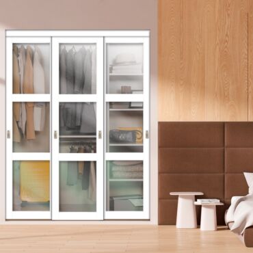 3 Leaf Glass Frosted Shaker Bypass Closet Door SD-1769