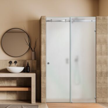 Frameless Sliding Glass Shower Door with Frosted Design FSGS - 0224