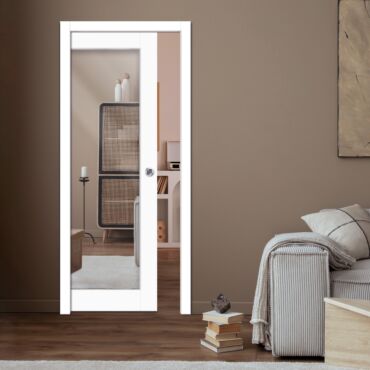  MDF pocket door with mirror insert one or both sides PWGD-0770