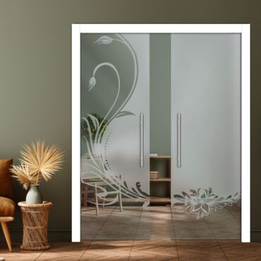 Double Pocket Sliding Glass Door with Frosted Design PSGD-0895