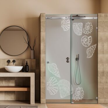 Frameless Sliding Glass Shower Door with Frosted Design FSGS - 0320