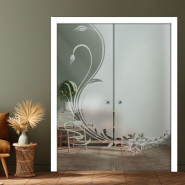 Double Pocket Sliding Glass Door with Frosted Design PSGD-0895