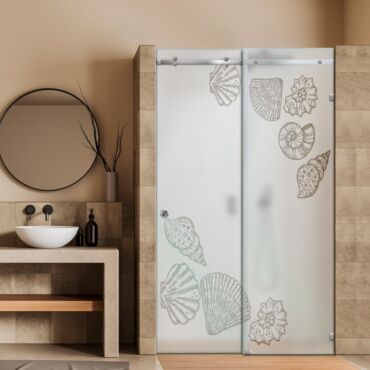 Frameless Sliding Glass Shower Door with Frosted Design FSGS - 0320