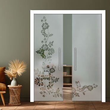 Double Pocket Sliding Glass Door with Frosted Design PSGD-0896