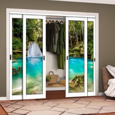4 Leaf Handcrafted Bypass Sliding Closet Door Digital Printing HSSB- 2076