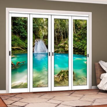 4 Leaf Handcrafted Bypass Sliding Closet Door Digital Printing HSSB- 2076