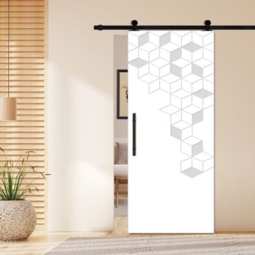 Flush Sliding Barn Door with CNC Engraving CCD-1262