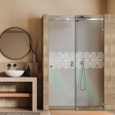 Frameless Sliding Glass Shower Door with Frosted Design FSGS - 0321