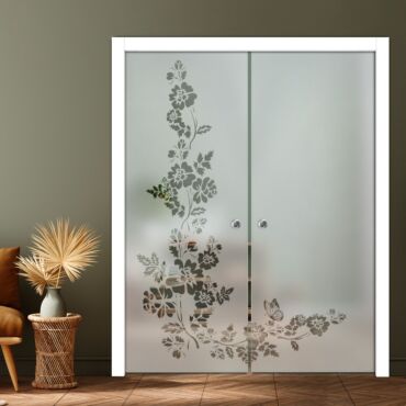 Double Pocket Sliding Glass Door with Frosted Design PSGD-0896