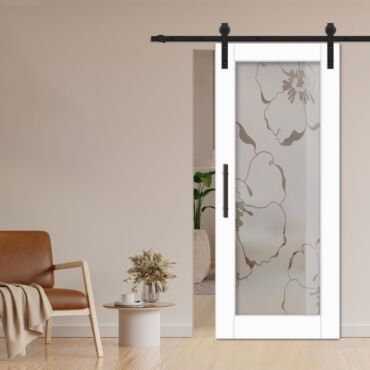 1 Lite Sliding Barn Door with Glass Insert WGD - 1320