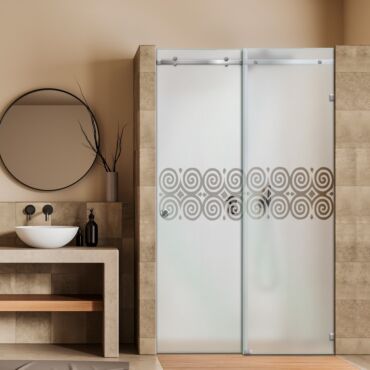 Frameless Sliding Glass Shower Door with Frosted Design FSGS - 0321