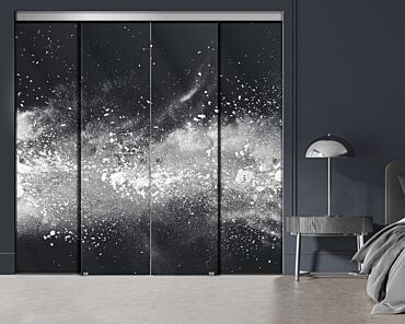 4 Panel Frameless Closet Glass Sliding Bypass Door With Digital Printing FSG4 - 2198