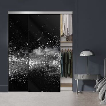 Frameless 2 Leaf Sliding Closet Bypass Digital Printing Glass Door with Hardware CGD - 2148