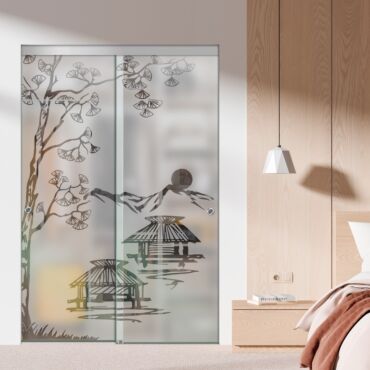 Frameless 2 Leaf Sliding Closet Bypass Glass Door with Hardware CGD - 1522