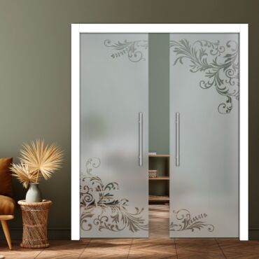 Double Pocket Sliding Glass Door with Frosted Design PSGD-0898