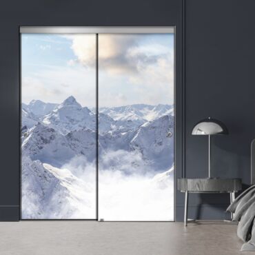 Frameless 2 Leaf Sliding Closet Bypass Digital Printing Glass Door with Hardware CGD - 2149