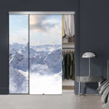 Frameless 2 Leaf Sliding Closet Bypass Digital Printing Glass Door with Hardware CGD - 2149