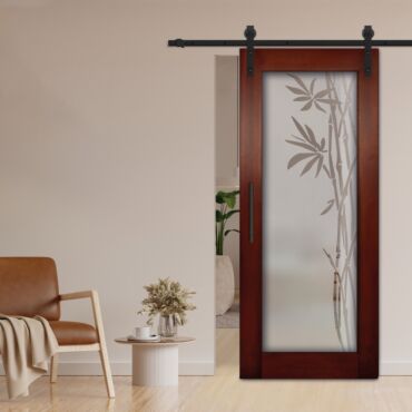 1 Lite Sliding Barn Door with Glass Insert WGD - 1322