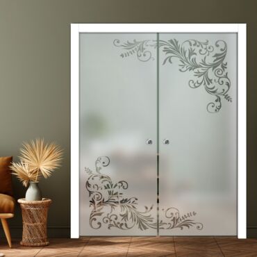 Double Pocket Sliding Glass Door with Frosted Design PSGD-0898