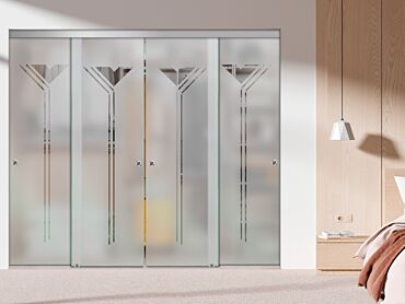 4 Panel Frameless Closet Glass Sliding Bypass Door Fsg4-1581