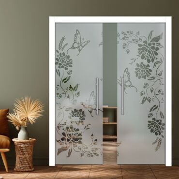 Double Pocket Sliding Glass Door with Frosted Design PSGD-0899