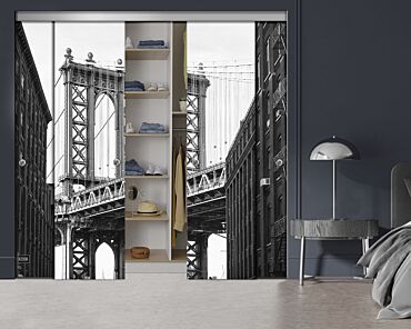 4 Panel Frameless Closet Glass Sliding Bypass Door With Digital Printing FSG4 - 2200