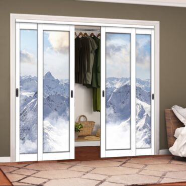 4 Leaf Handcrafted Bypass Sliding Closet Door Digital Printing HSSB- 2079