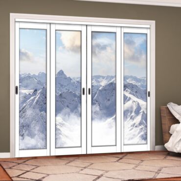 4 Leaf Handcrafted Bypass Sliding Closet Door Digital Printing HSSB- 2079