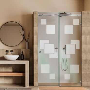 Frameless Sliding Glass Shower Door with Frosted Design FSGS - 0324