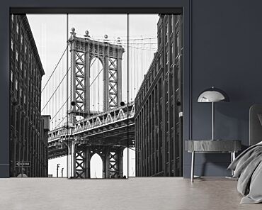 3 Panel Frameless Closet Glass Sliding Digital Printing Bypass Door FSG3-2175