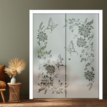 Double Pocket Sliding Glass Door with Frosted Design PSGD-0899