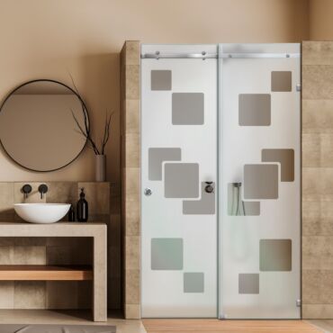 Frameless Sliding Glass Shower Door with Frosted Design FSGS - 0324