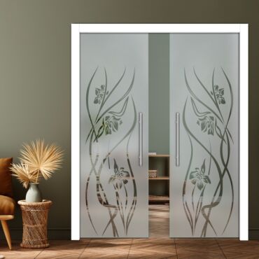 Double Pocket Sliding Glass Door with Frosted Design PSGD-0900