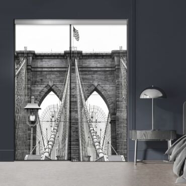 Frameless 2 Leaf Sliding Closet Bypass Digital Printing Glass Door with Hardware CGD - 2151