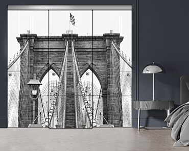 3 Panel Frameless Closet Glass Sliding Digital Printing Bypass Door FSG3-2176