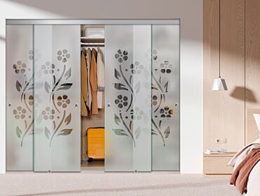 4 Panel Frameless Closet Glass Sliding Bypass Door Fsg4-1583