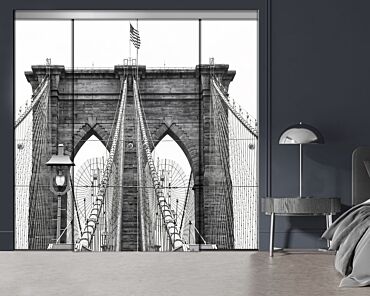 4 Panel Frameless Closet Glass Sliding Bypass Door With Digital Printing FSG4 - 2201